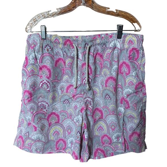 J. McLaughlin Swim Trunks Board Shorts Lined Pink Gray Mens size LARGE - Picture 1 of 9